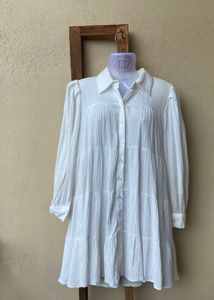 combo White Shirt Dress w/ Denim Top