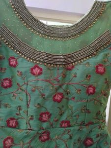 Embroidered Mint Green Indian Top