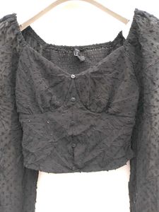 Black Full Sleeve Branded Top.