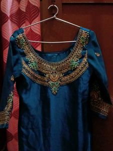 Teal Embellished Indian Dress