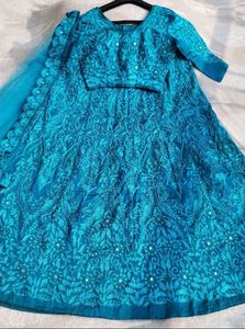 TURQUOIS BLUE HEAVY EMBROIDERED LEHENGA CHOLI SET