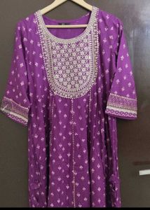 Rayon  Purple Kurta set 💜 with freebies