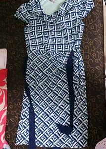 Boat Neck Geometric Print Dress