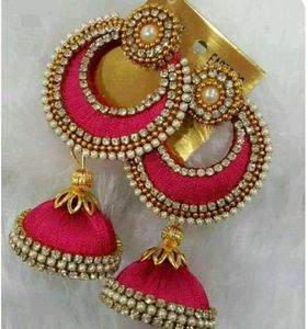 Pink Jhumka Earrings