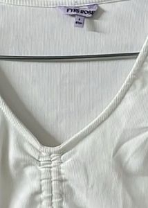 Cute White Ruched Top