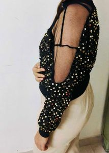 Sequin Sheer Sleeve Top
