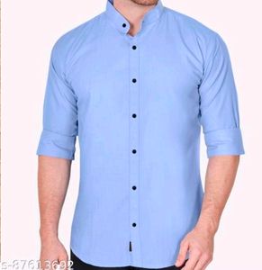 Men Solid Casual Light Blue Shirt