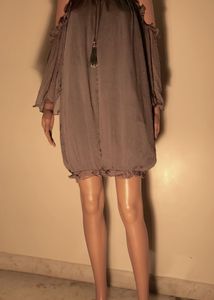 2Combo Of Grey Party Dress And Blue BackButton Top