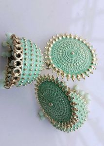 Mint Jhumka Earrings