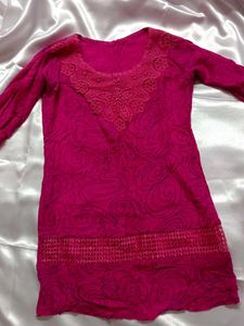 Pink Embroidered Kurta
