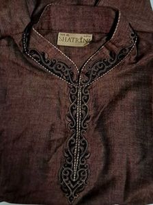Pure Cotton Silk Embroidery Work Panjabi