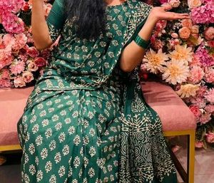 Green Printed cotton Saree