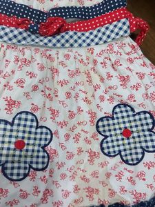 Used Red White Blue Girls Frock 1-2 Year