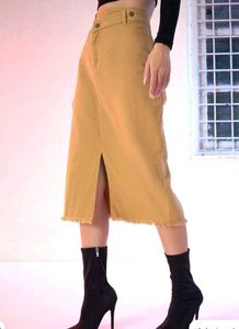 Sassafras Solid Women Wrap Around Beige Skirt