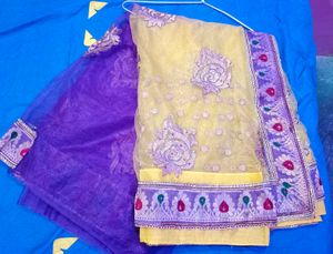 Embroidered Sequel Saare With Blouse And Peticoat