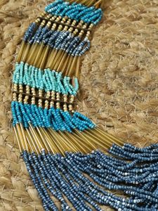 Beaded Turquoise And Gold Necklace
