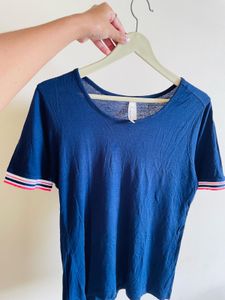 Navy Striped Cuff T-Shirt