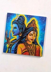 Mini Shiva Parvati Canvas Art Painting
