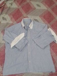 Striped Dress Shirt with White Collar