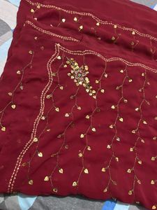 Maroon Georgette Saree For Women🥻