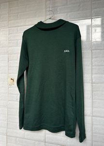 ZARA POLO NECK DARK GREEN TSHIRT