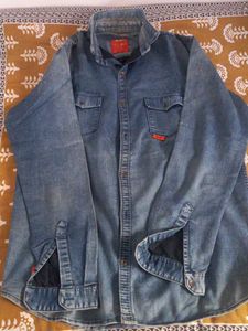 White Pants + blue denim shirt