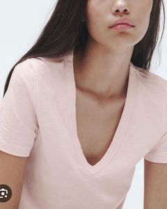 Pink V-Neck Casual T-Shirt