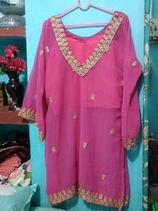 Pink Embroidered Kurta