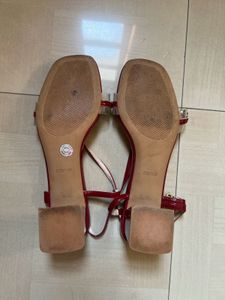 Red Pearl Embellished Heels