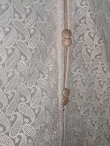 off white and golden kurti With Bottom