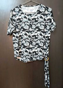 Camo Print Side-Tie Stretchable Top | M Size