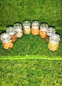 Set of 12 Clear Glass Spice Jars with Lids