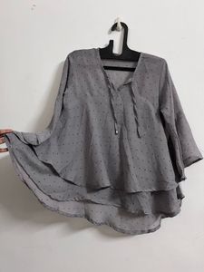 Gray Polka Dot Top