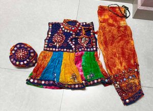 Multi Colour Leheriya Navratri Kediya With Cap