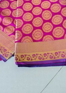 dark Pink &amp; Gold Silk Saree