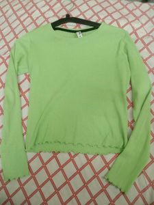Green Long Sleeve crop Top