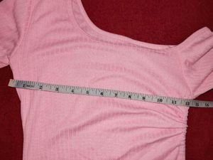 Pink Ribbed Off-Shoulder Top