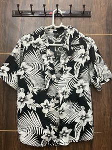Deep V Neck Floral Print Shirt