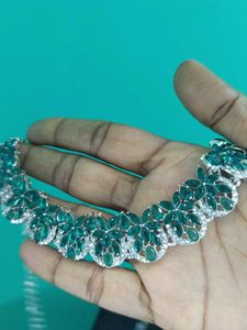Peacock Green  Neckset Earrings And Mangtikka