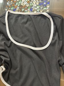 Black &amp; White Trim Long Sleeve Top