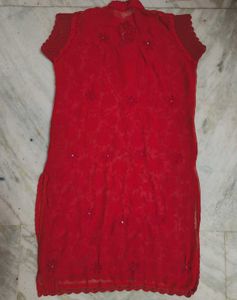 Georgette Red Kurta Women