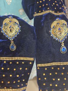 NEW Pure Soft Velvet Navy Blue Wedding Long Dupatt