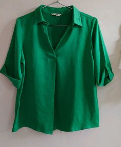 Green V-Neck Blouse/Shirt