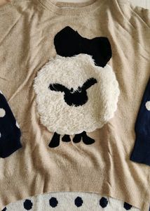 Woolen Top Cream & Blue Colour