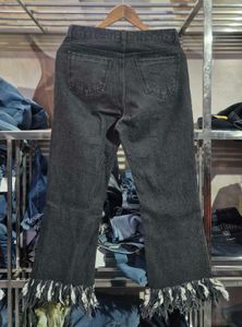 Korean Fringe Hem Denim Jeans