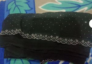 Elegant Black Saree with Silver Detail