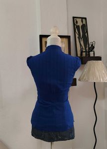 Stylish Blue Button-Down Top