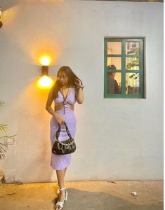 Lilac Cutout Midi Dress