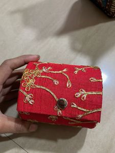 Red Embroidered Pouch