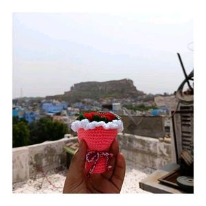 Crochet Mini Rose Flower Bouquet 💐 Keychain